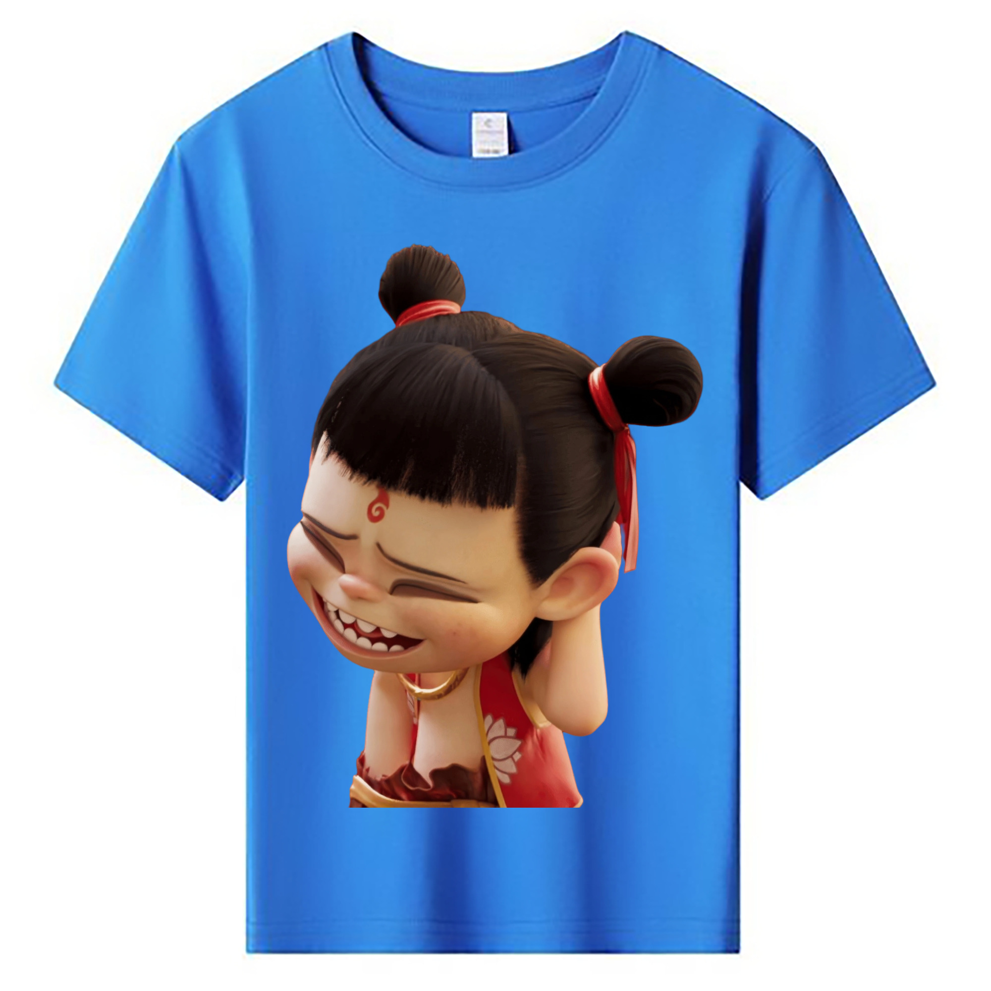 （画像用） Ne Zha 2 ナタ 魔童の大暴れ 綿100％キッズTシャツ（フロントプリント）